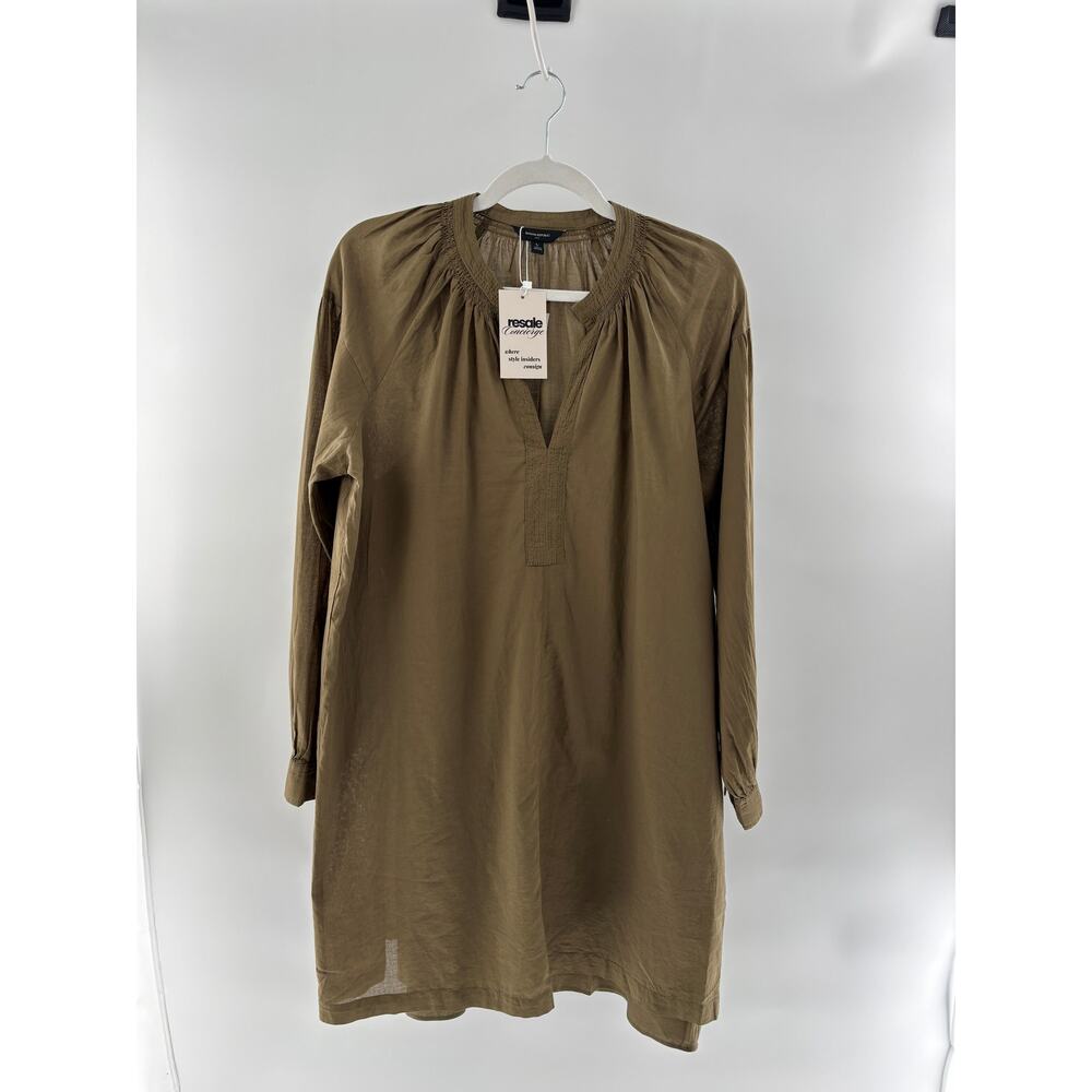 NWT Banana Republic Cotton Mini Shift Dress with Slip Olive Green Women's Large